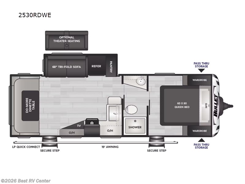 2025 Keystone Bullet Crossfire 2530RDWE - New Travel Trailer For Sale by Best RV Center in Turlock, California features Slideout