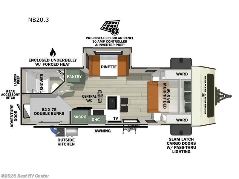 2026 Forest River No Boundaries NB20.3 - New Travel Trailer For Sale by Best RV Center in Turlock, California features Slideout