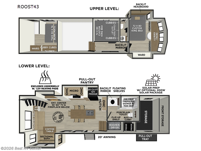 2026 Forest River Wildwood Heritage Glen ROOST43 - New Fifth Wheel For Sale by Best RV Center in Turlock, California features Slideout