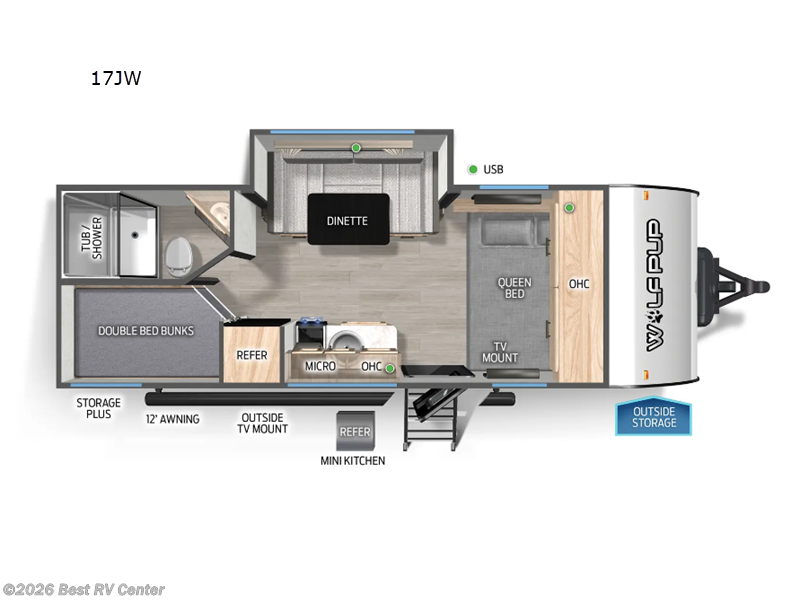 2025 Forest River Cherokee Wolf Pup 17JW - New Travel Trailer For Sale by Best RV Center in Turlock, California features Slideout