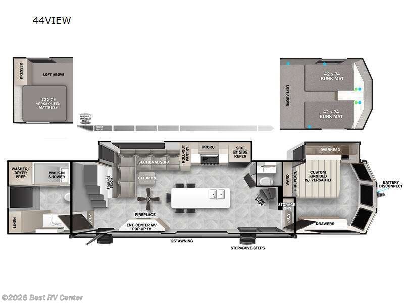 2025 Forest River Wildwood Grand Lodge 44VIEW - New Destination Trailer For Sale by Best RV Center in Turlock, California features Slideout