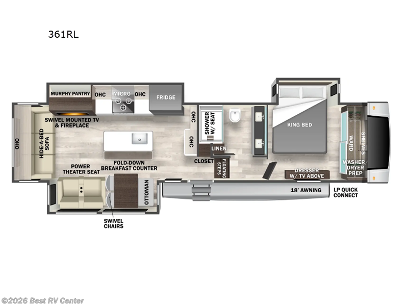 2025 Forest River Cedar Creek 361RL - New Fifth Wheel For Sale by Best RV Center in Turlock, California features Slideout