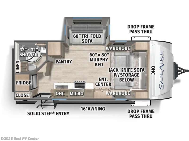 2025 Palomino Solaire 2080RBS - New Travel Trailer For Sale by Best RV Center in Turlock, California features Slideout