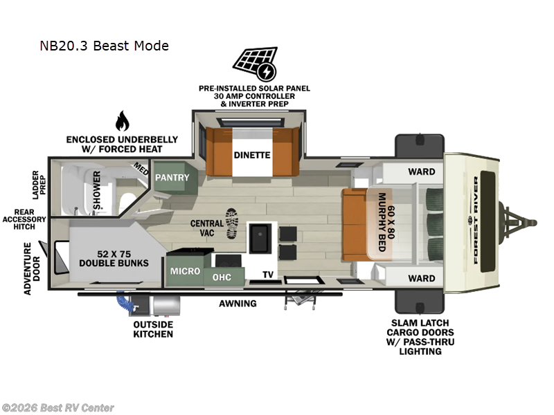 2026 Forest River No Boundaries NB20.3 Beast Mode - New Travel Trailer For Sale by Best RV Center in Turlock, California features Slideout