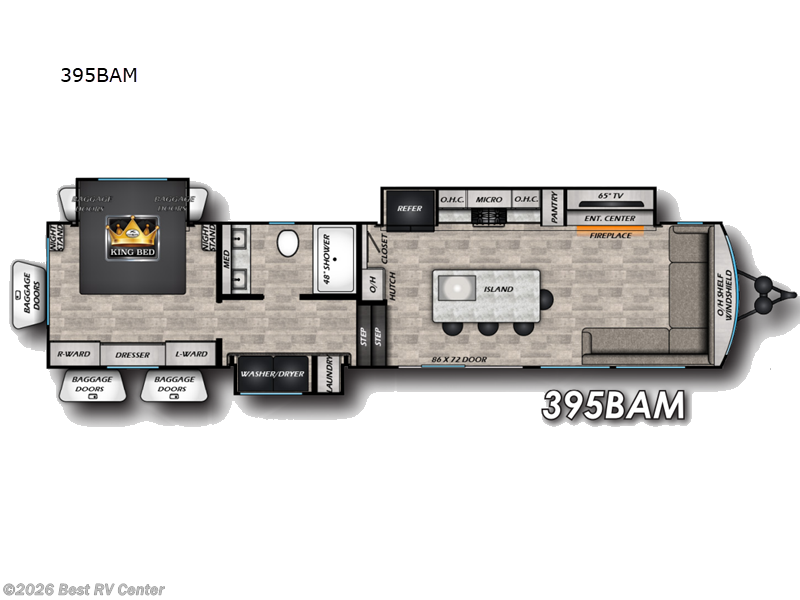 2025 CrossRoads Hampton 395BAM - New Destination Trailer For Sale by Best RV Center in Turlock, California features Slideout