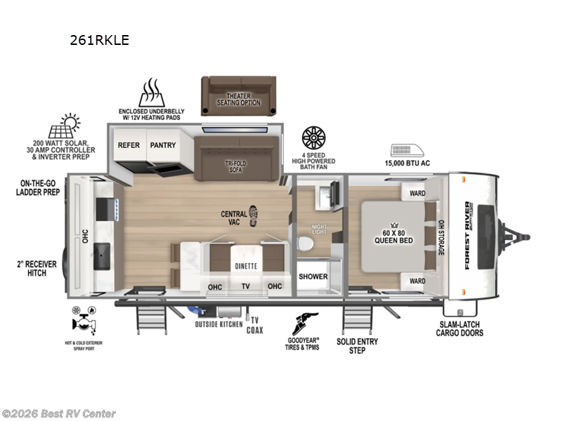 2025 Forest River Surveyor Legend 261RKLE - New Travel Trailer For Sale by Best RV Center in Turlock, California features Slideout