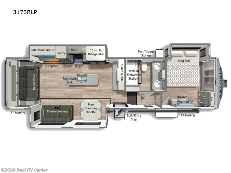 2026 Dutchmen Astoria 3173RLP - New Fifth Wheel For Sale by Best RV Center in Turlock, California features Slideout
