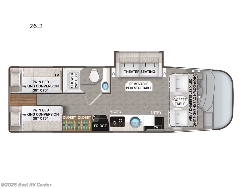 2026 Thor Motor Coach Vegas 26.2 - New Class A For Sale by Best RV Center in Turlock, California features Slideout