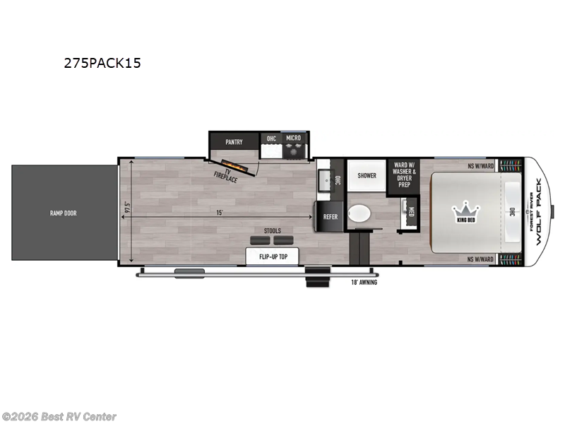 2025 Forest River Cherokee Wolf Pack 275PACK15 - New Toy Hauler For Sale by Best RV Center in Turlock, California features Slideout