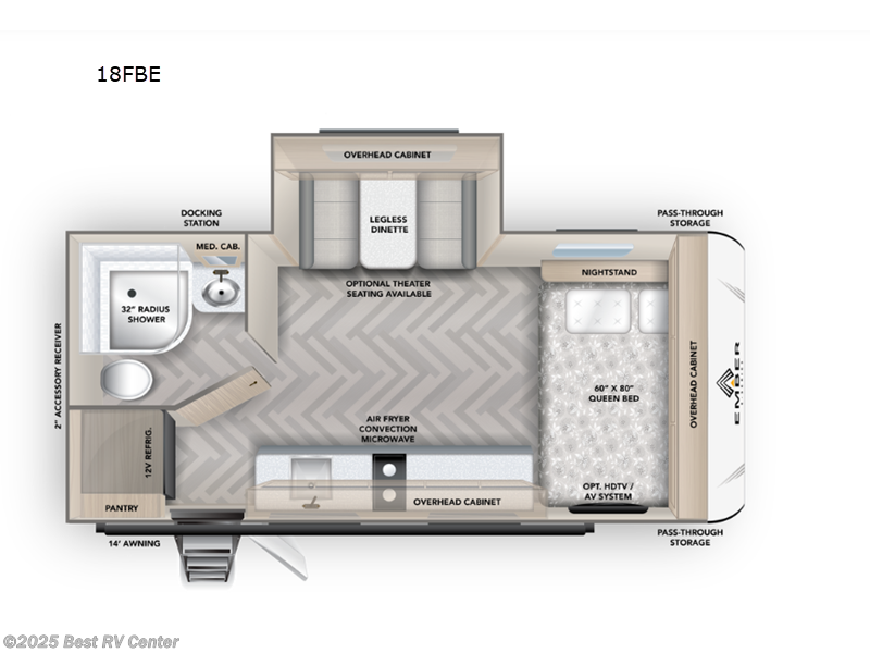 2026 Ember RV E-Series 18FBE - New Travel Trailer For Sale by Best RV Center in Turlock, California features Slideout