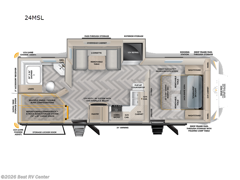 2025 Ember RV Touring Edition 24MSL - New Travel Trailer For Sale by Best RV Center in Turlock, California features Slideout
