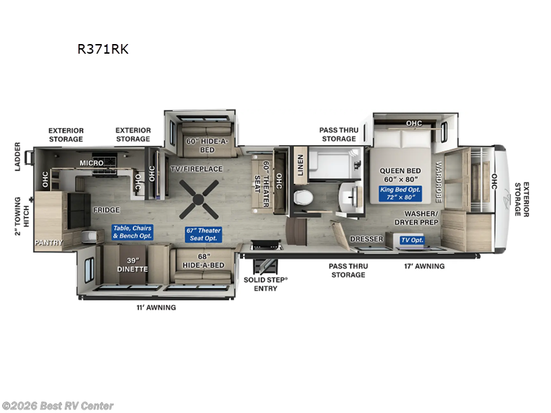 2026 Forest River Rockwood Signature R371RK - New Fifth Wheel For Sale by Best RV Center in Turlock, California features Slideout