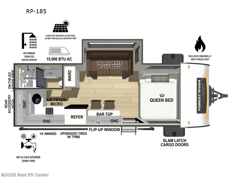 2026 Forest River R Pod RP-185 - New Travel Trailer For Sale by Best RV Center in Turlock, California features Slideout
