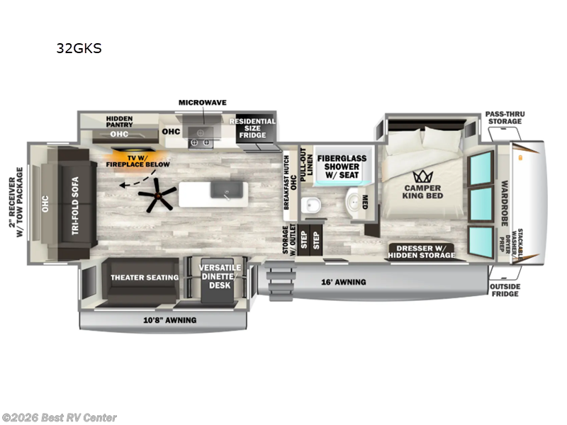 2026 Forest River Sabre 32GKS - New Fifth Wheel For Sale by Best RV Center in Turlock, California features Slideout