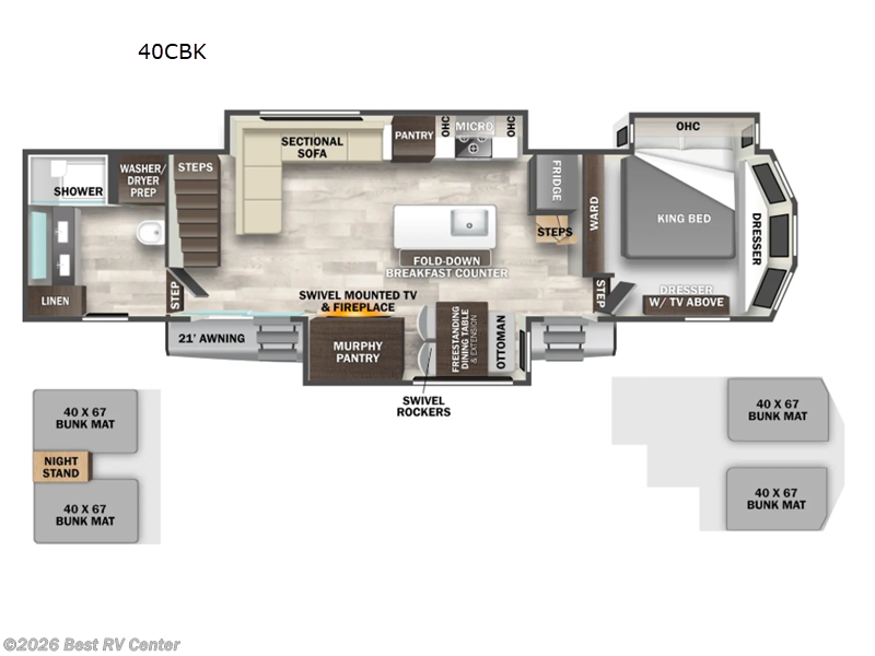 2025 Forest River Cedar Creek Cottage 40CBK - New Destination Trailer For Sale by Best RV Center in Turlock, California features Slideout