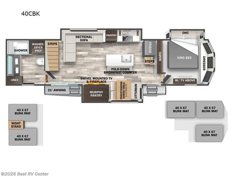 2025 Forest River Cedar Creek Cottage 40CBK - New Destination Trailer For Sale by Best RV Center in Turlock, California features Slideout