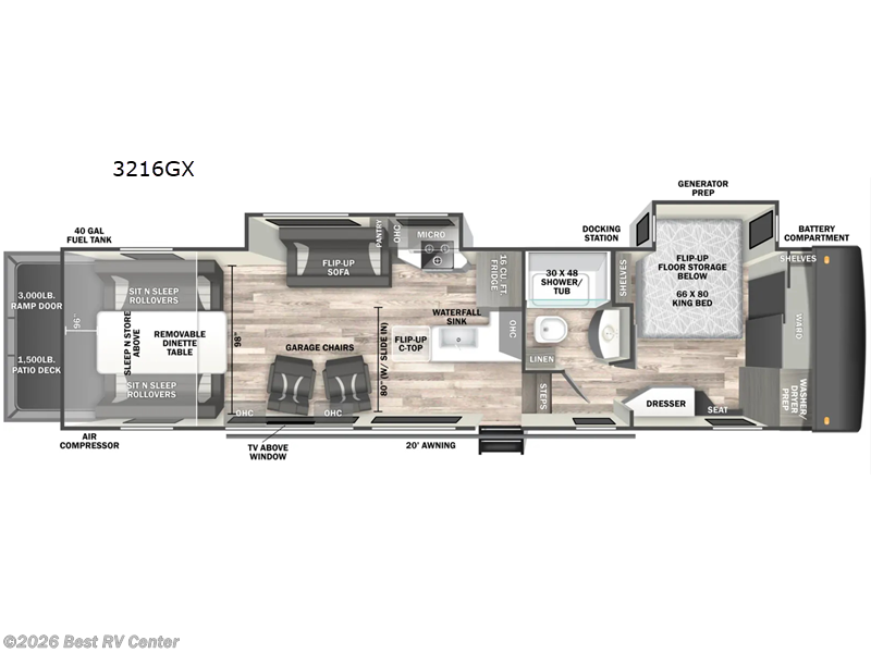 2025 Forest River Sandstorm 3216GX - New Toy Hauler For Sale by Best RV Center in Turlock, California features Slideout