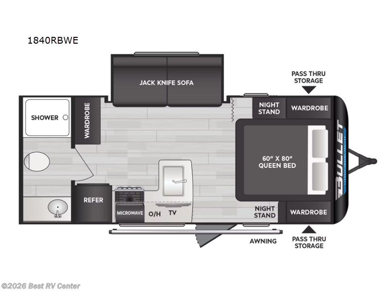 2026 Keystone Bullet Classic 1840RBWE - New Travel Trailer For Sale by Best RV Center in Turlock, California features Slideout