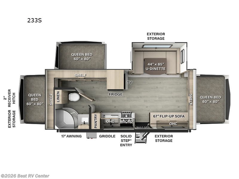 2026 Forest River Rockwood Roo 233S - New Travel Trailer For Sale by Best RV Center in Turlock, California features Slideout