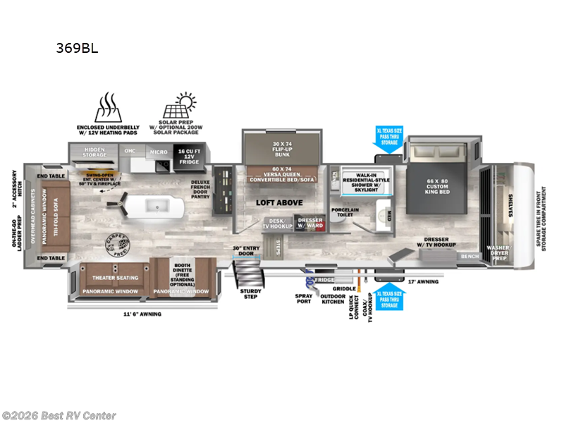 2026 Forest River Wildwood Heritage Glen 369BL - New Fifth Wheel For Sale by Best RV Center in Turlock, California features Slideout