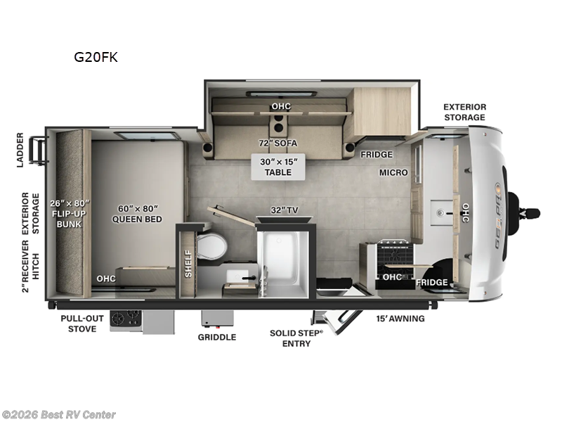 2026 Forest River Rockwood Geo Pro G20FK - New Travel Trailer For Sale by Best RV Center in Turlock, California features Slideout