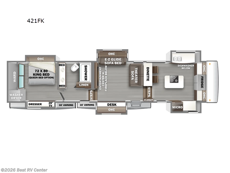 2026 Forest River RiverStone 421FK - New Fifth Wheel For Sale by Best RV Center in Turlock, California features Slideout