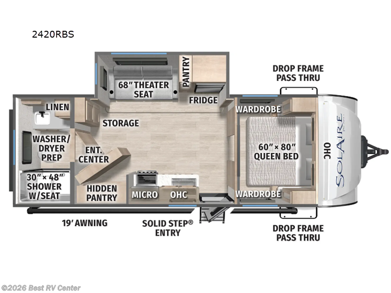 2026 Forest River Solaire 2420RBS - New Travel Trailer For Sale by Best RV Center in Turlock, California features Slideout
