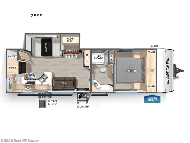 2026 Forest River Cherokee Grey Wolf 26SS - New Travel Trailer For Sale by Best RV Center in Turlock, California features Slideout