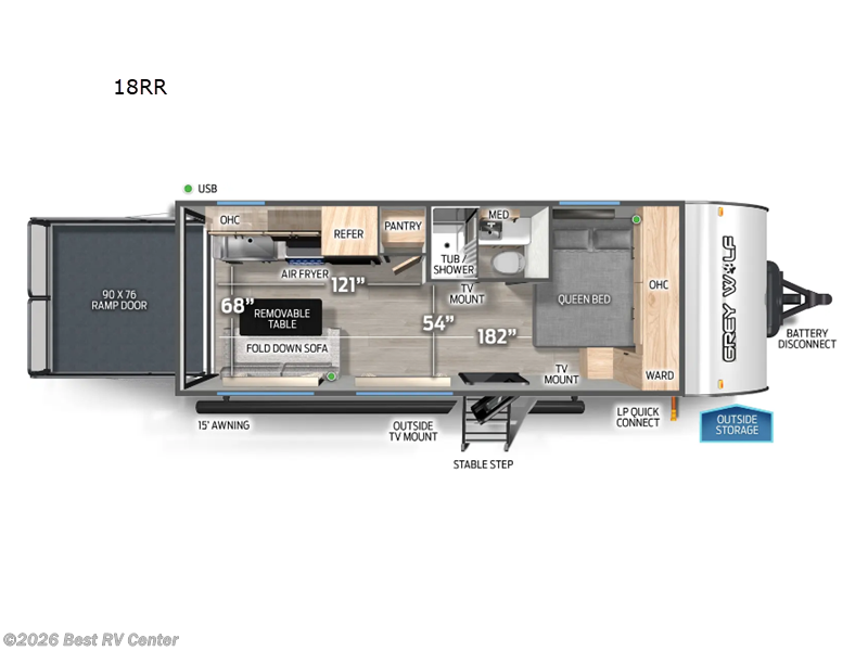 2026 Forest River Cherokee Grey Wolf 18RR - New Toy Hauler For Sale by Best RV Center in Turlock, California