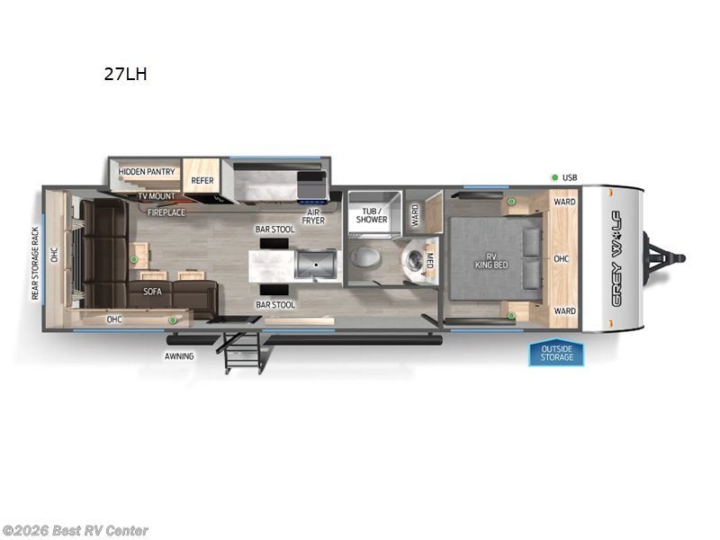 2026 Forest River Cherokee Grey Wolf 27LH - New Travel Trailer For Sale by Best RV Center in Turlock, California features Slideout