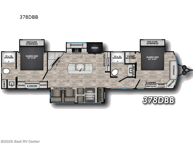 2026 CrossRoads Hampton 378DBB - New Destination Trailer For Sale by Best RV Center in Turlock, California features Slideout
