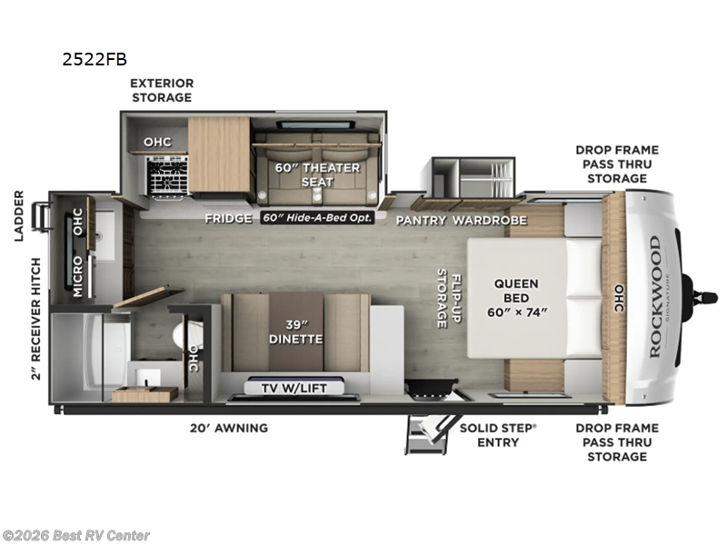 2026 Forest River Rockwood Mini Lite 2522FB - New Travel Trailer For Sale by Best RV Center in Turlock, California features Slideout