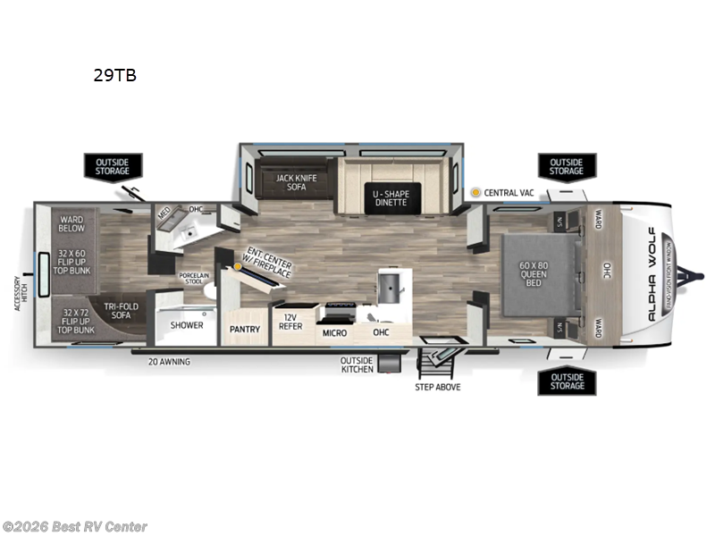 2026 Forest River Cherokee Alpha Wolf 29TB - New Travel Trailer For Sale by Best RV Center in Turlock, California features Slideout