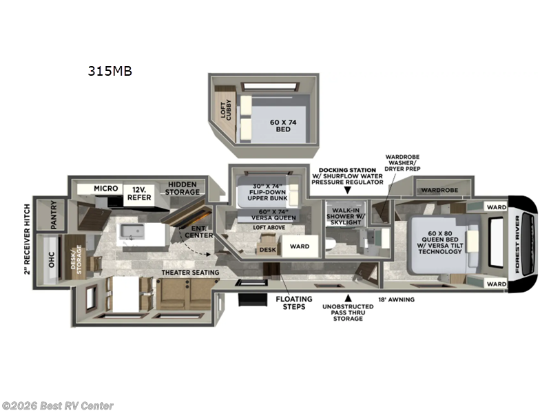 2026 Forest River Impression 315MB - New Fifth Wheel For Sale by Best RV Center in Turlock, California features Slideout