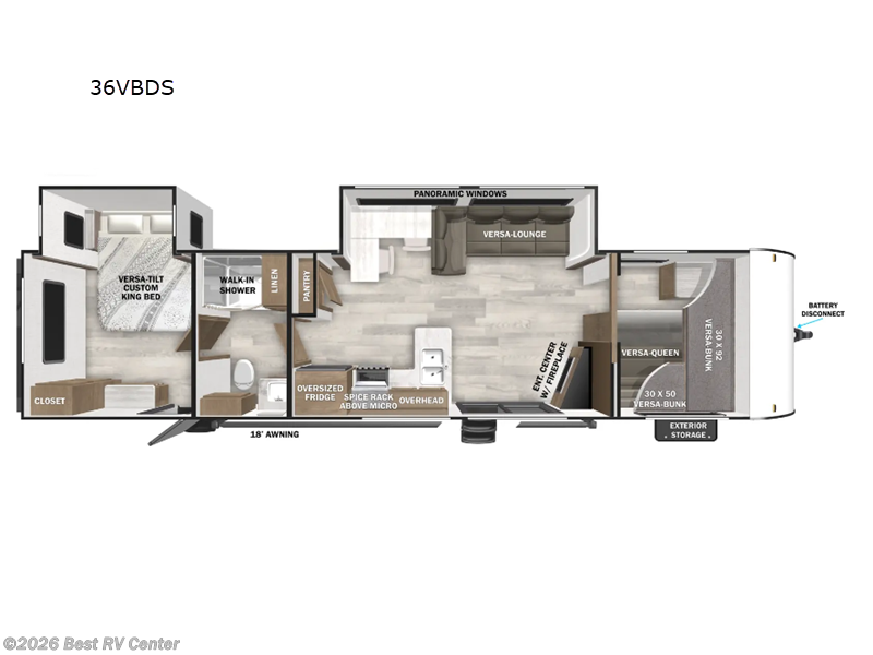 2026 Forest River Wildwood 36VBDS - New Travel Trailer For Sale by Best RV Center in Turlock, California features Slideout