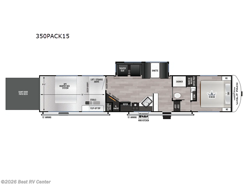 2026 Forest River Cherokee Wolf Pack 350PACK15 - New Toy Hauler For Sale by Best RV Center in Turlock, California features Slideout