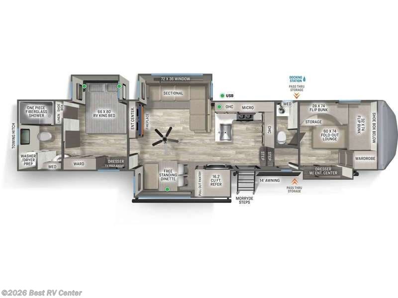 2026 Forest River Sierra 3710HBFB - New Fifth Wheel For Sale by Best RV Center in Turlock, California features Slideout