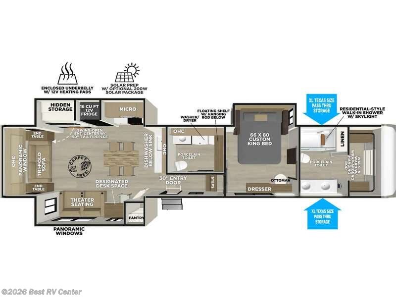 2026 Forest River Wildwood Heritage Glen 380wdr - New Fifth Wheel For Sale by Best RV Center in Turlock, California features Slideout