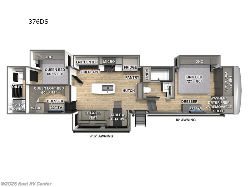 2025 Palomino Columbus 376DS - New Fifth Wheel For Sale by Best RV Center in Turlock, California features Slideout