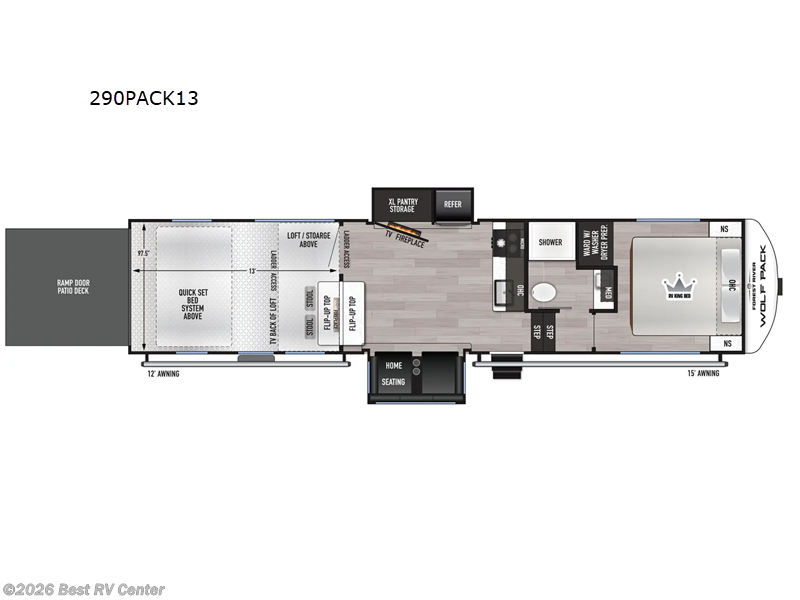2026 Forest River Cherokee Wolf Pack 290PACK13 - New Toy Hauler For Sale by Best RV Center in Turlock, California features Slideout