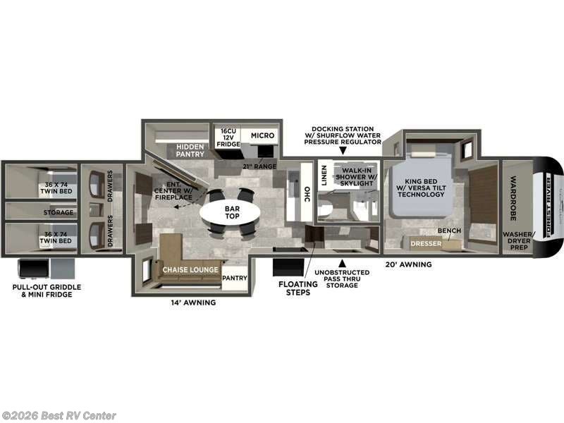 2026 Forest River Impression 36BR3 - New Fifth Wheel For Sale by Best RV Center in Turlock, California features Slideout