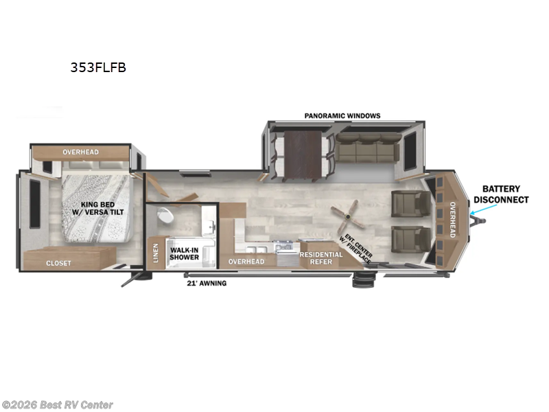 2026 Forest River Wildwood Lodge 353FLFB - New Destination Trailer For Sale by Best RV Center in Turlock, California features Slideout