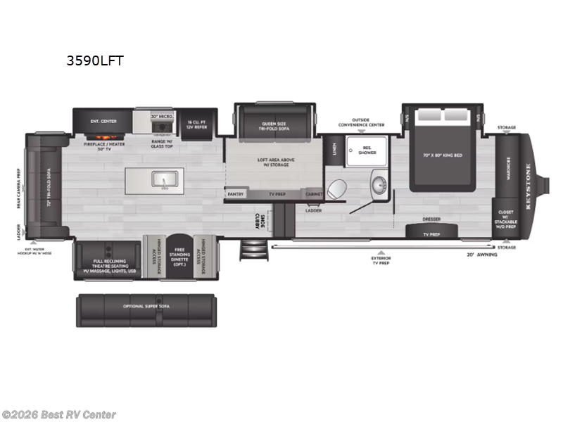 2026 Keystone Sprinter 3590LFT - New Fifth Wheel For Sale by Best RV Center in Turlock, California features Slideout
