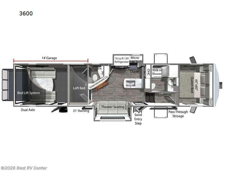 2026 Dutchmen Voltage V-Series 3600 - New Toy Hauler For Sale by Best RV Center in Turlock, California features Slideout