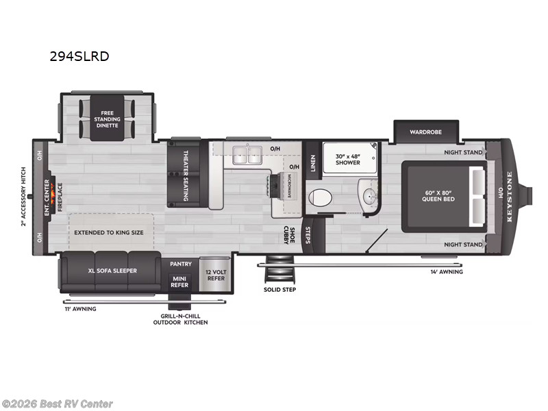 2026 Keystone Arcadia Super Lite 294SLRD - New Fifth Wheel For Sale by Best RV Center in Turlock, California features Slideout