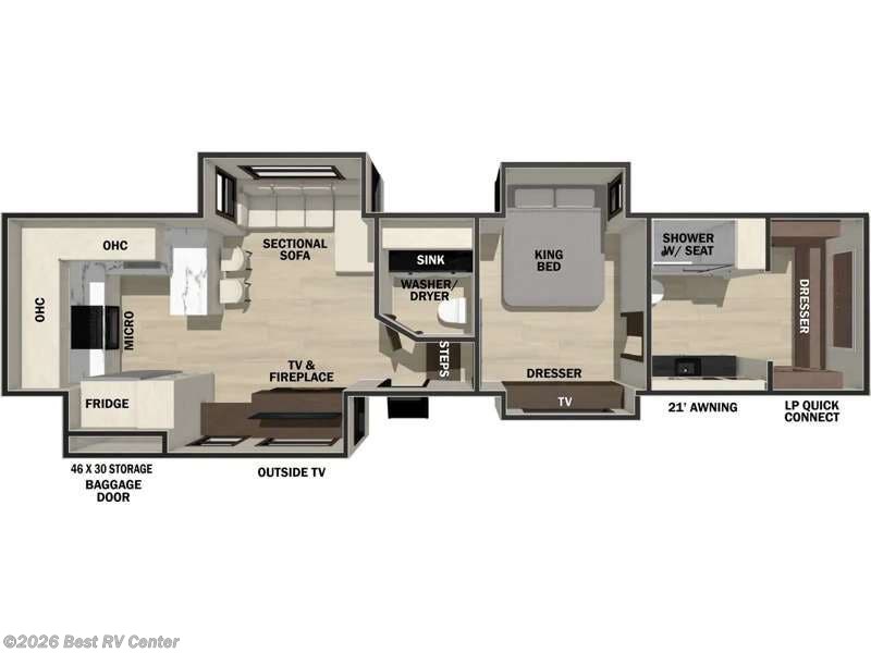 2026 Forest River Cedar Creek 385RK - New Fifth Wheel For Sale by Best RV Center in Turlock, California features Slideout