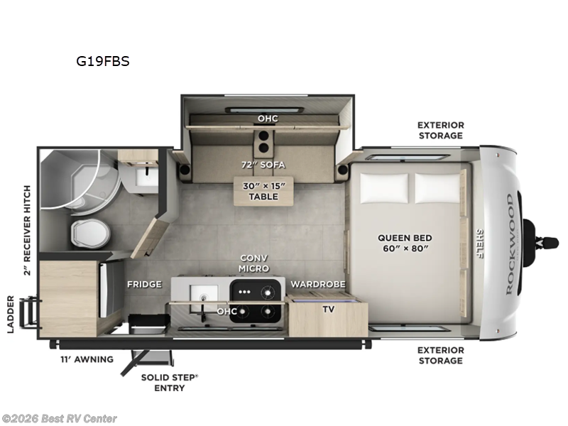 2026 Forest River Rockwood Geo Pro G19FBS - New Travel Trailer For Sale by Best RV Center in Turlock, California features Slideout