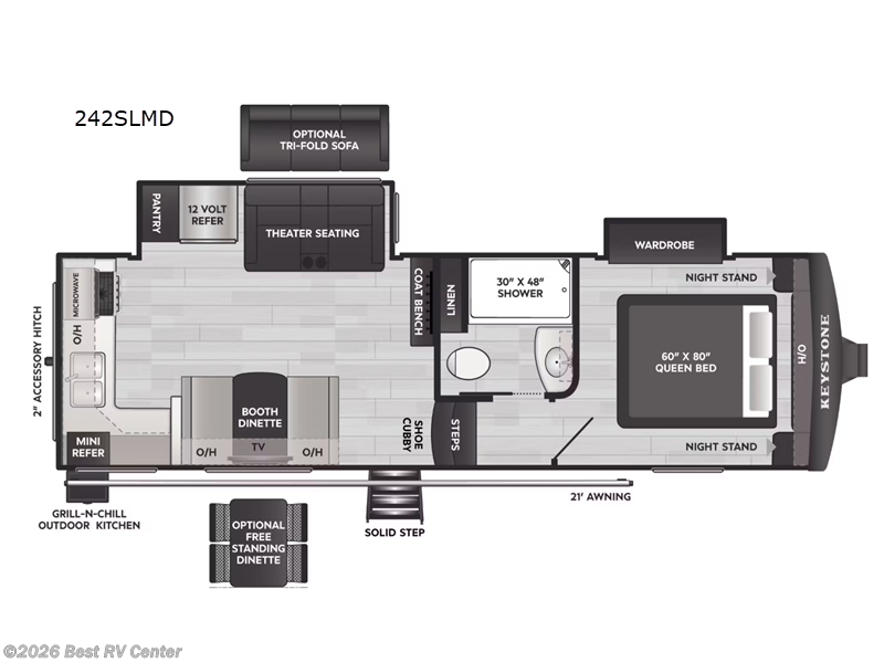 2026 Keystone Arcadia Super Lite 242SLMD - New Fifth Wheel For Sale by Best RV Center in Turlock, California features Slideout