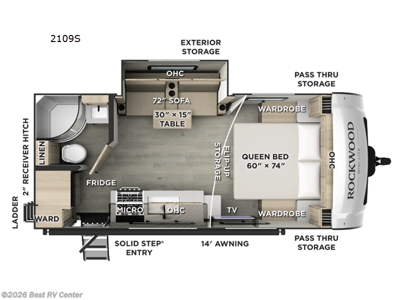 2026 Forest River Rockwood Mini Lite 2109S - New Travel Trailer For Sale by Best RV Center in Turlock, California features Slideout