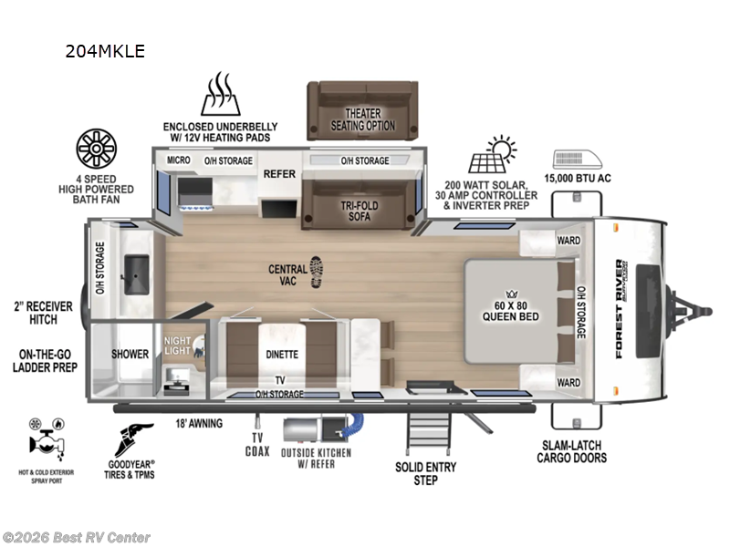 2026 Forest River Surveyor Legend 204MKLE - New Travel Trailer For Sale by Best RV Center in Turlock, California features Slideout